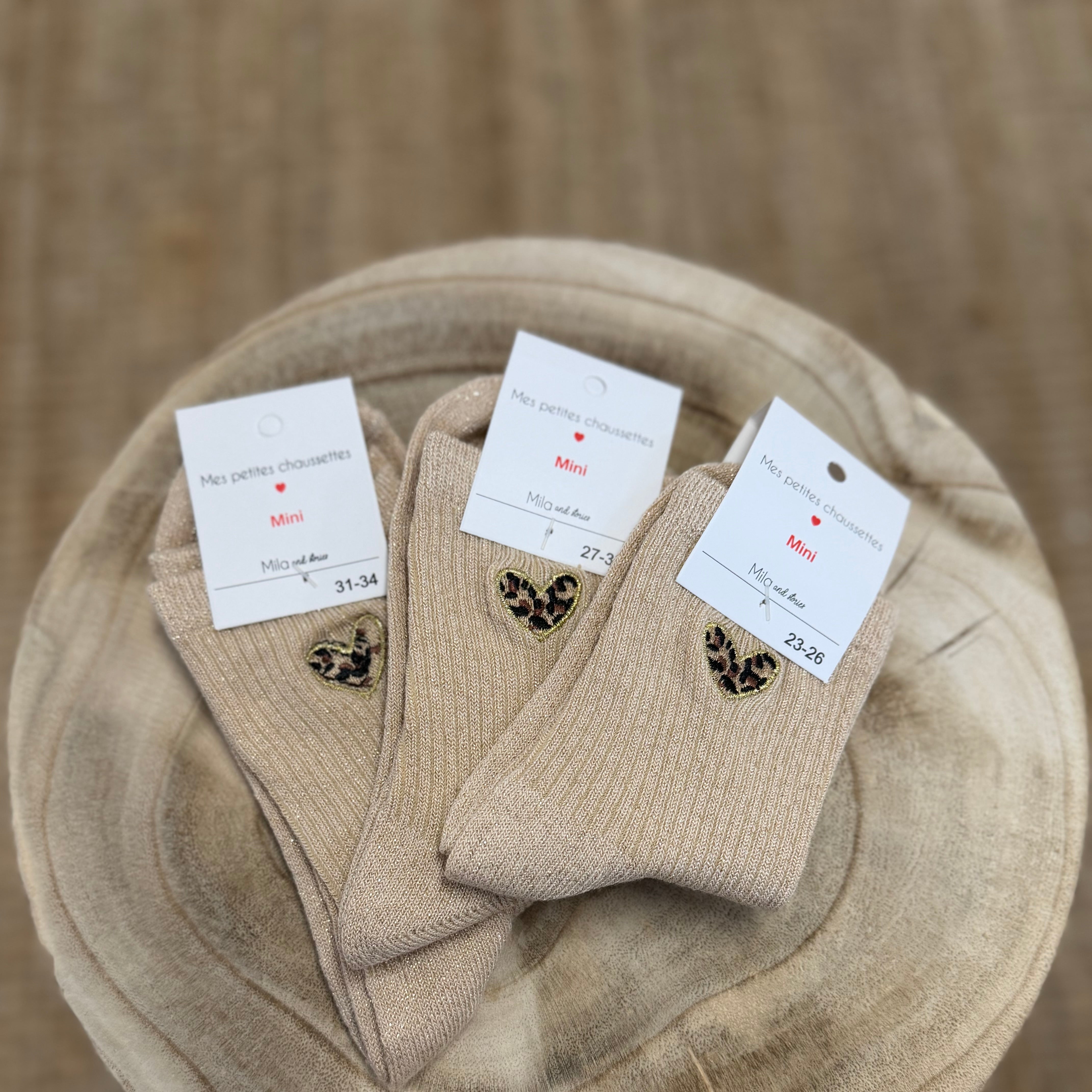 Mini Chaussettes COEUR LEOPARD