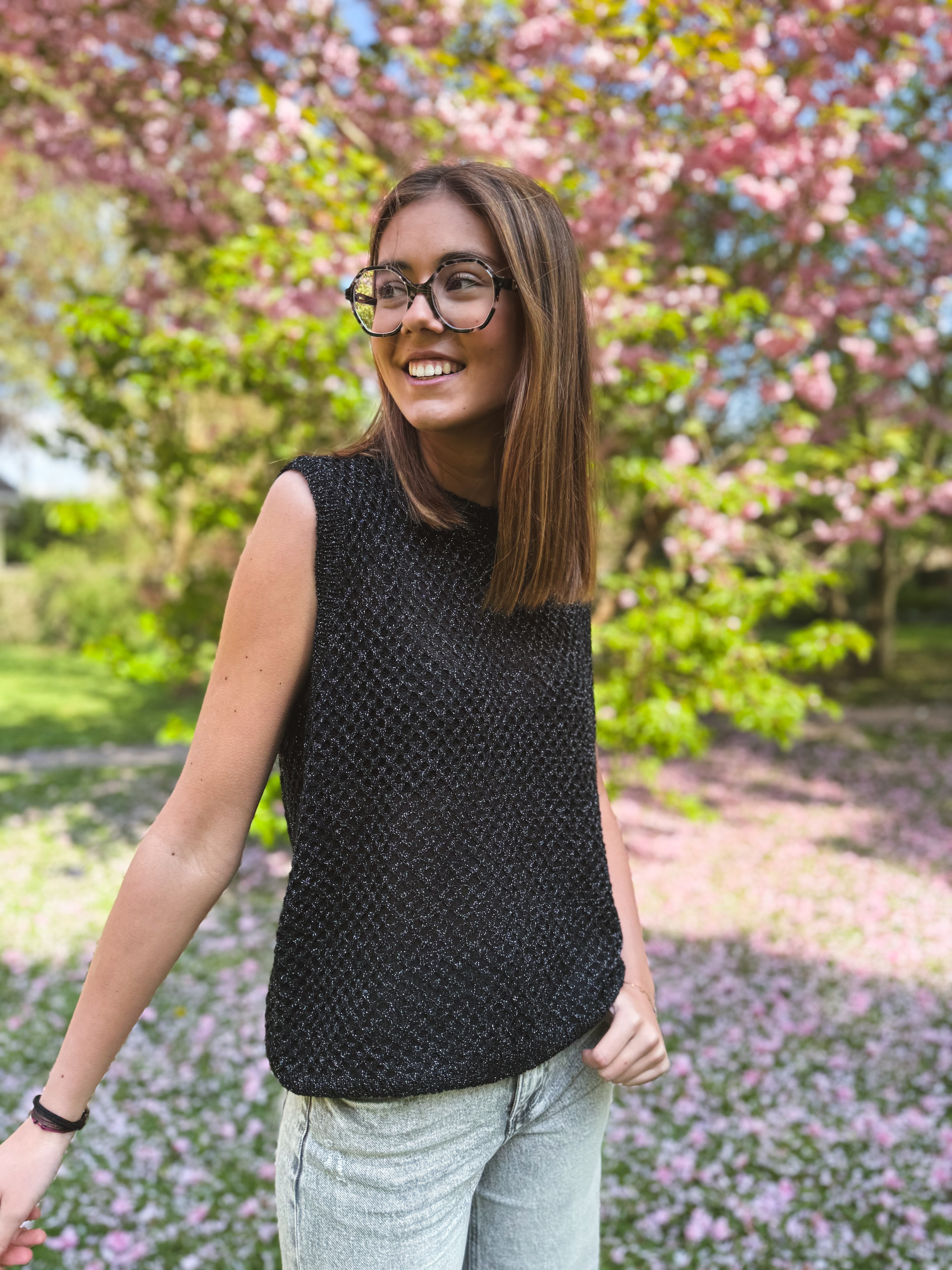 Pull crochet sans manche ROSE