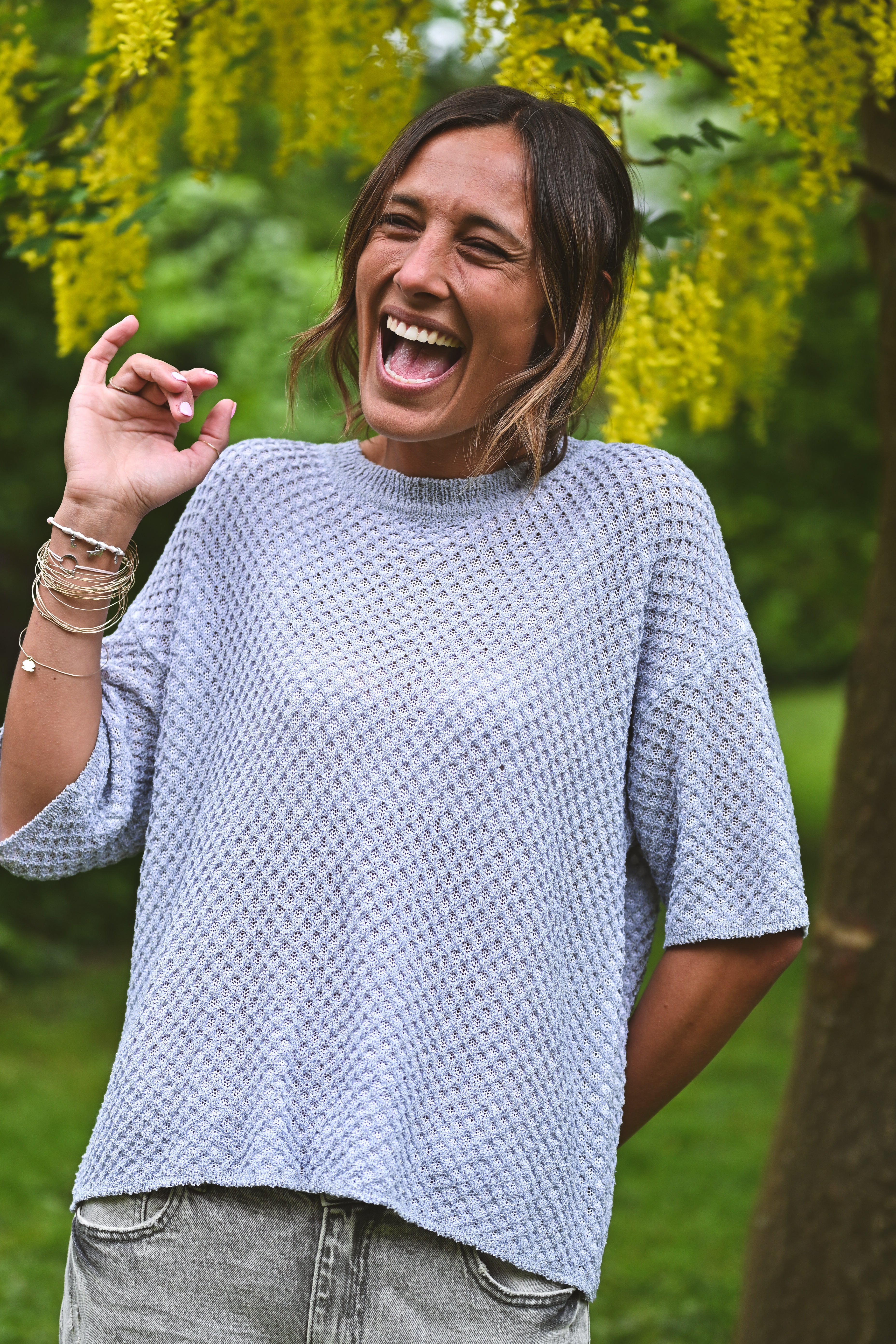 Pull crochet manches courtes ROSE