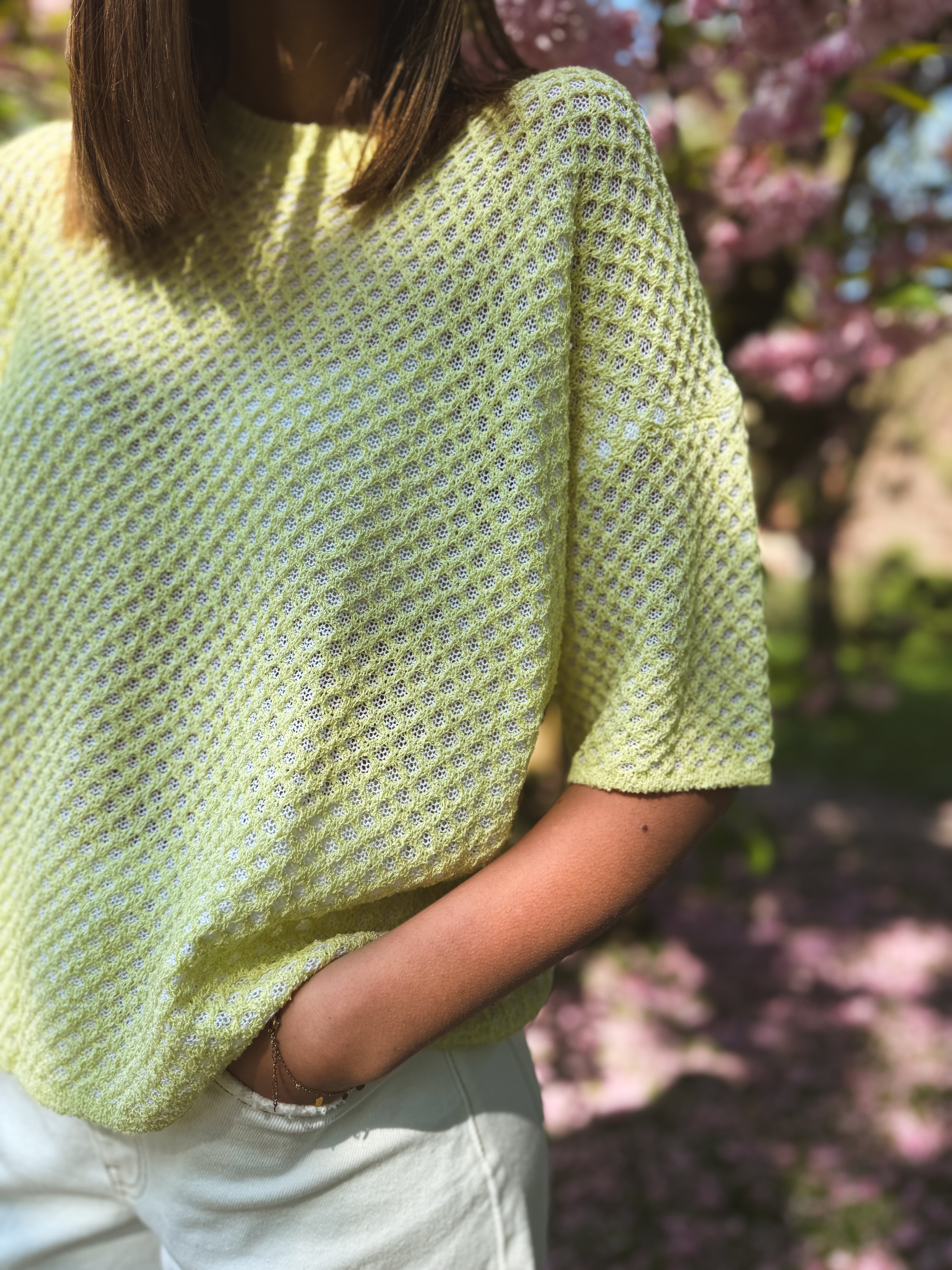 Pull crochet manches courtes ROSE