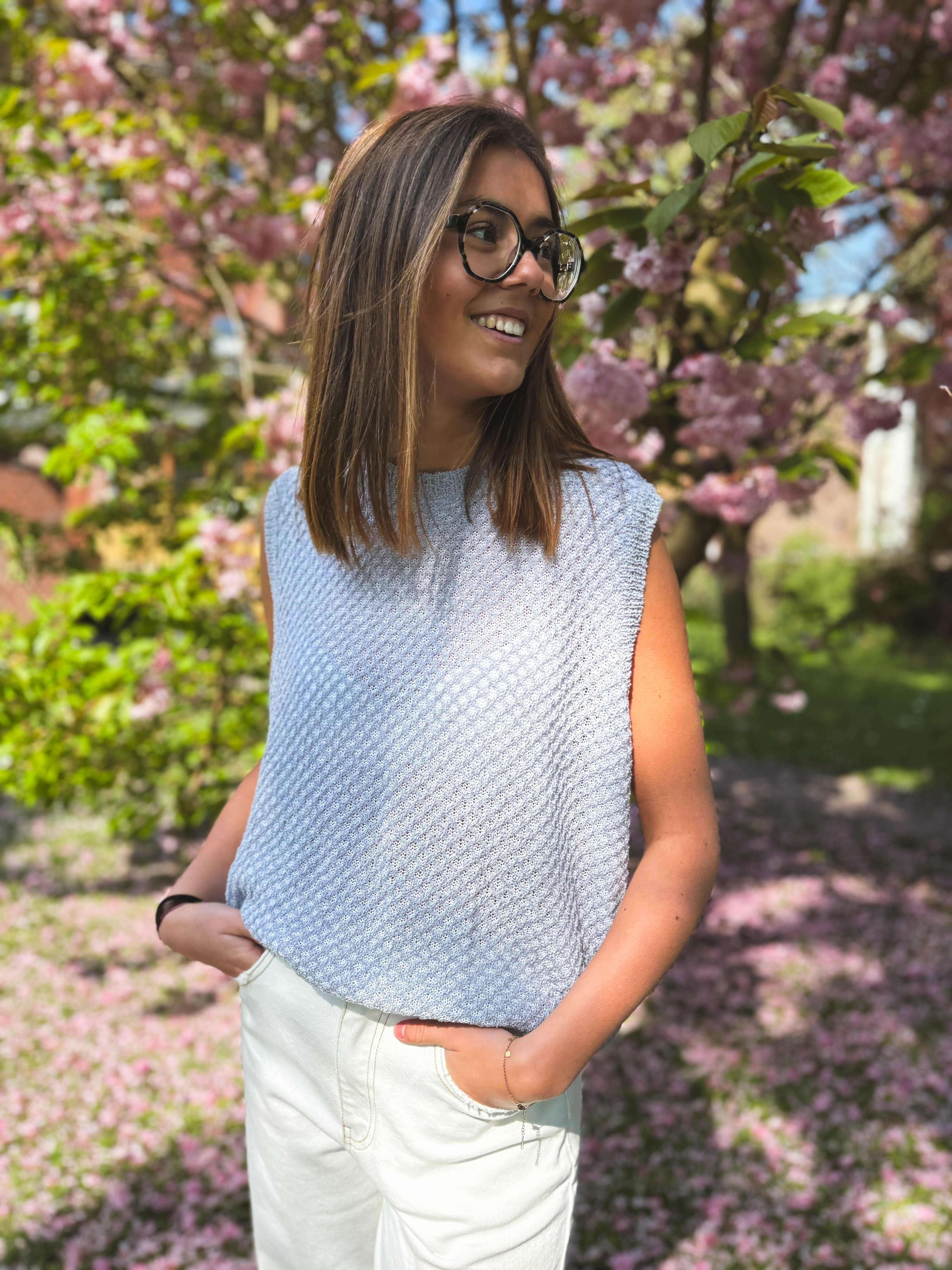 Pull crochet sans manche ROSE