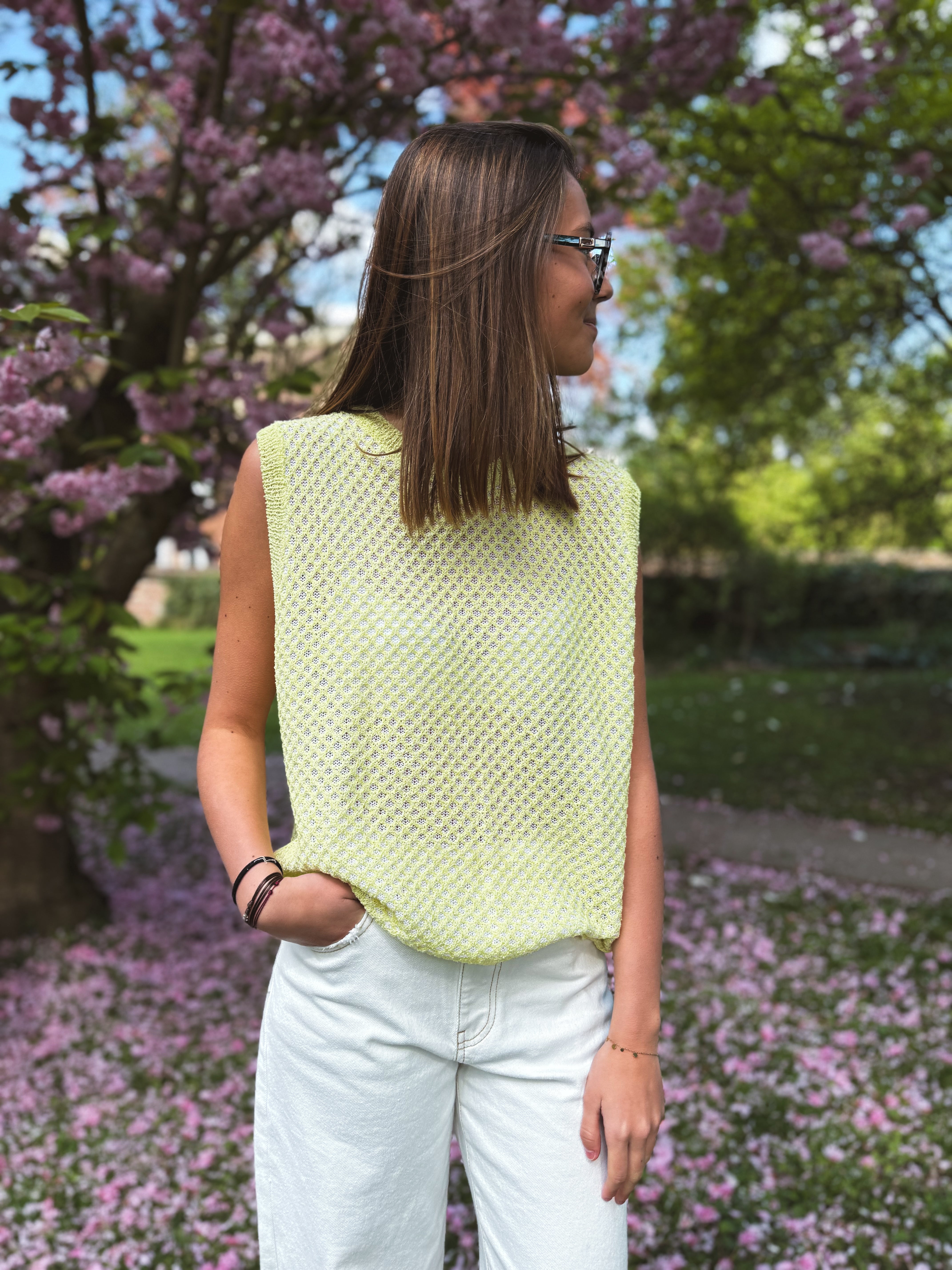 Pull crochet sans manche ROSE