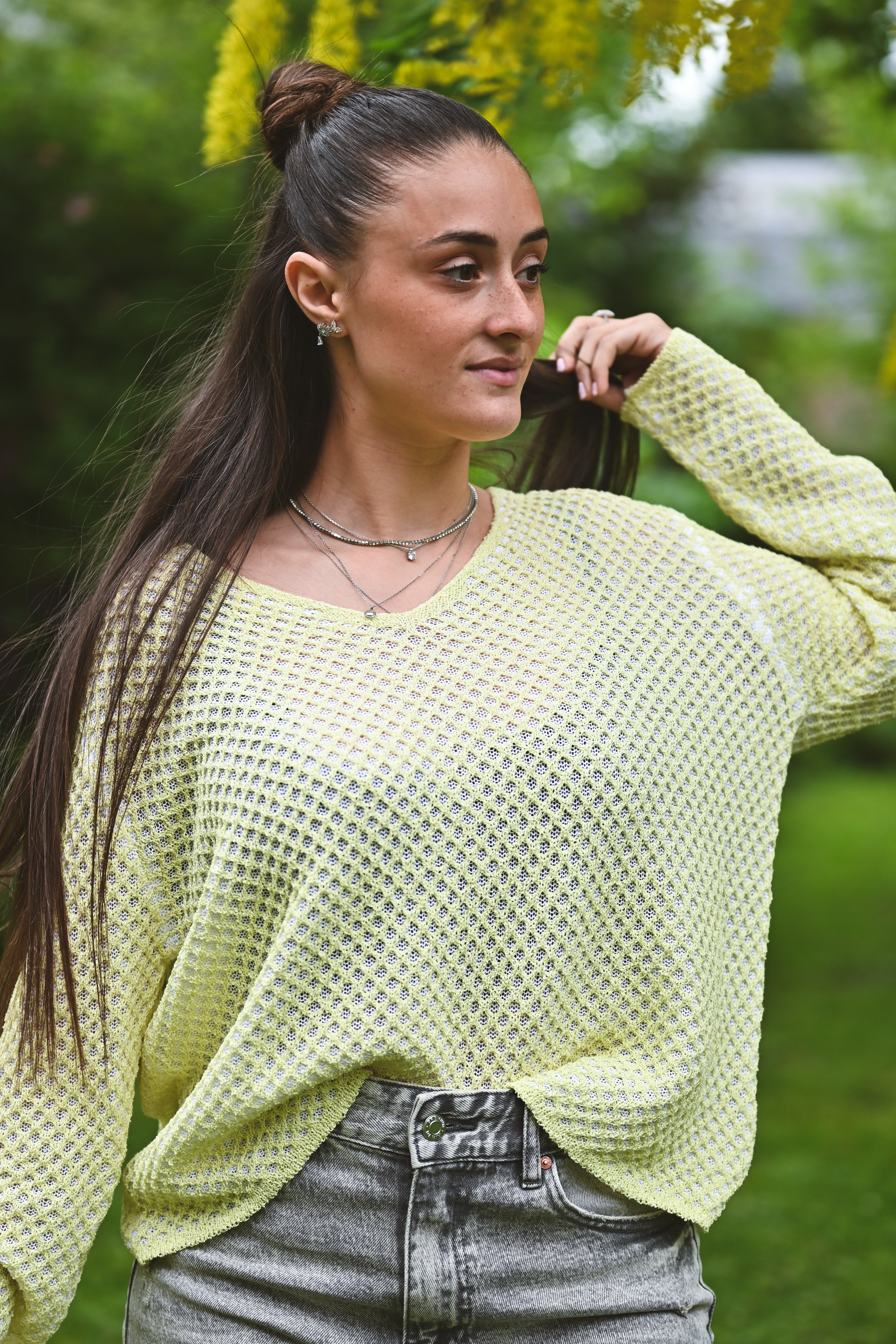 Pull crochet manches longues ROSE