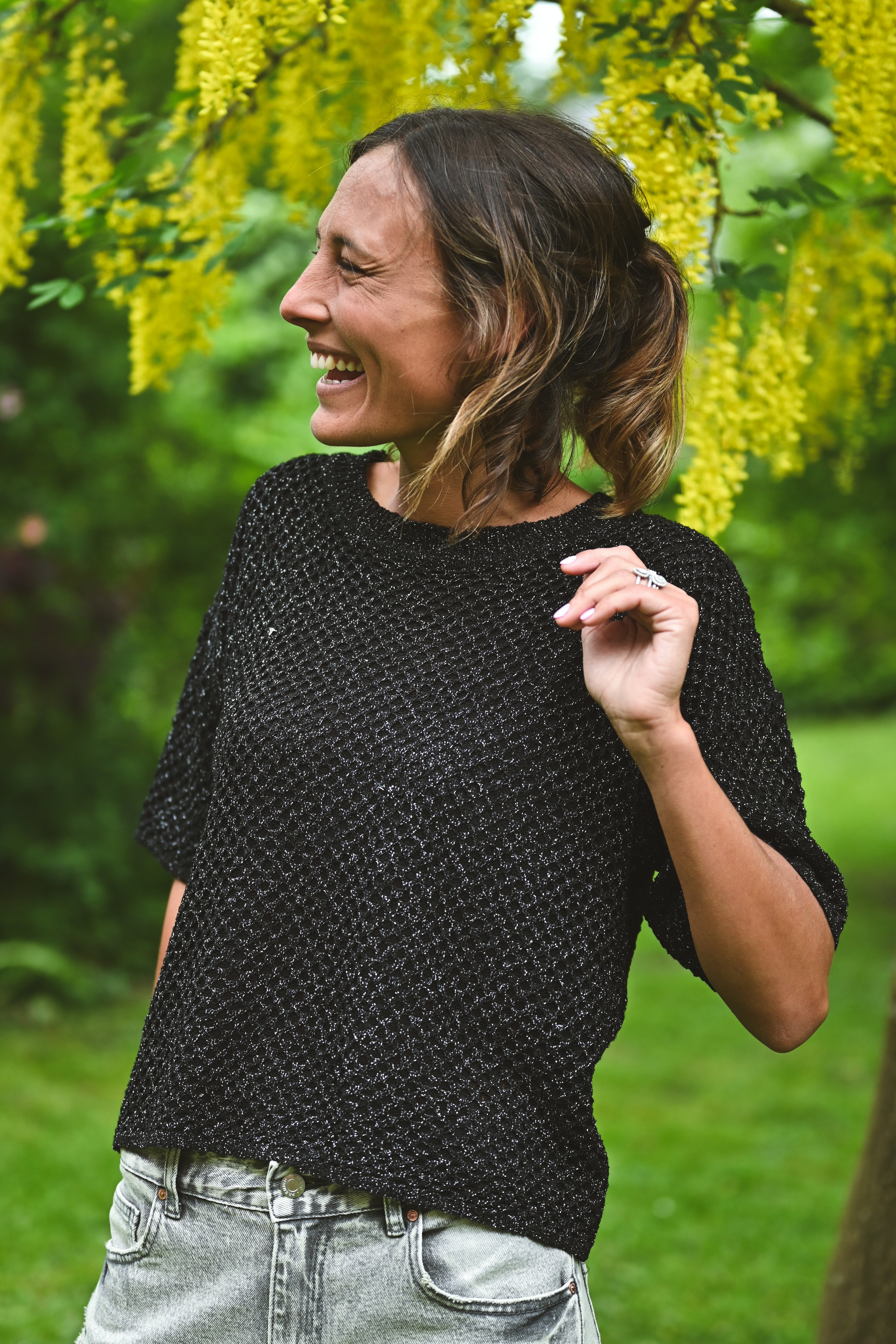 Pull crochet manches courtes ROSE