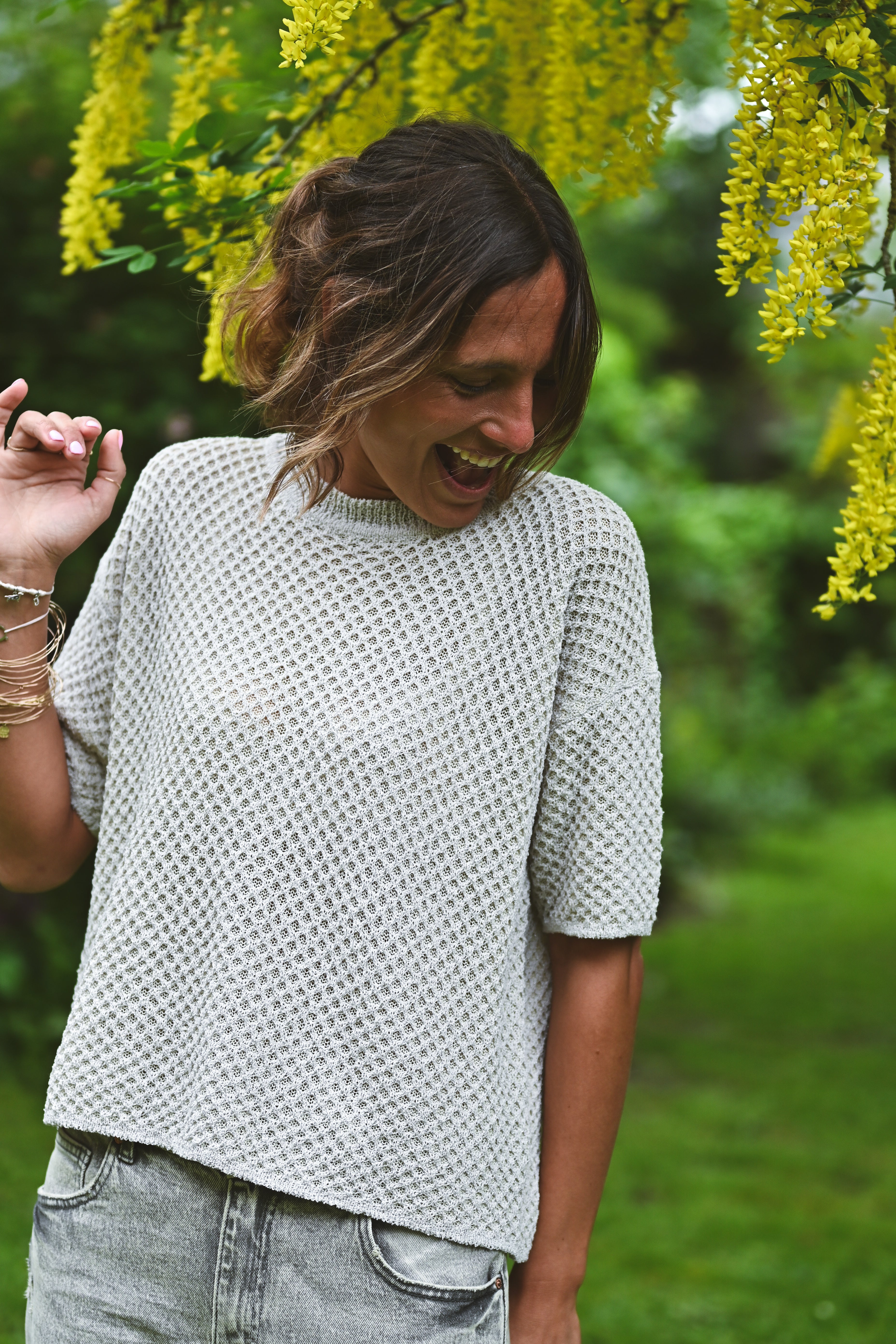 Pull crochet manches courtes ROSE